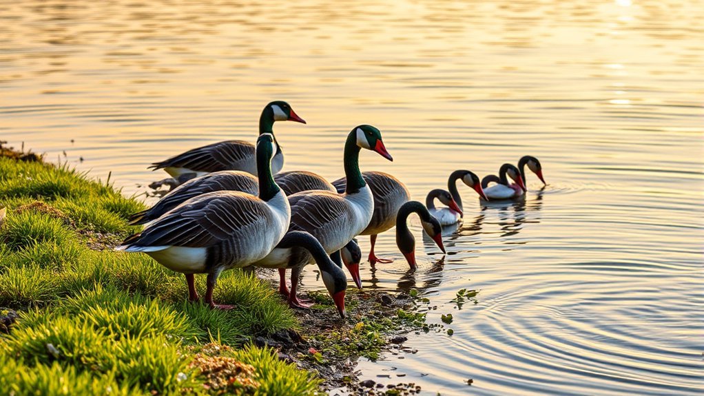 diverse types of geese