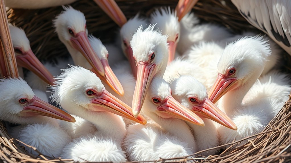 pelican chicks emerging together