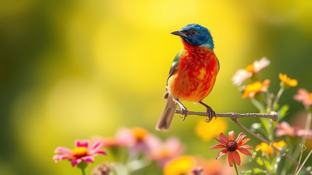 vibrant multicolored songbird species